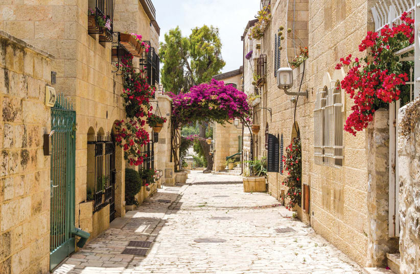  Yemin Moshe’s narrow cobbled streets make it a difficult place for driving but a great place to get away from the hustle and bustle of city life.  (photo credit: FLASH90)