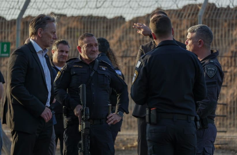  President of the German Bundeskriminalamt (BKA) - the Federal Criminal Police Office of Germany, accompanied by top Israeli police officials to visit October 7 attack sites (photo credit: ISRAEL POLICE)