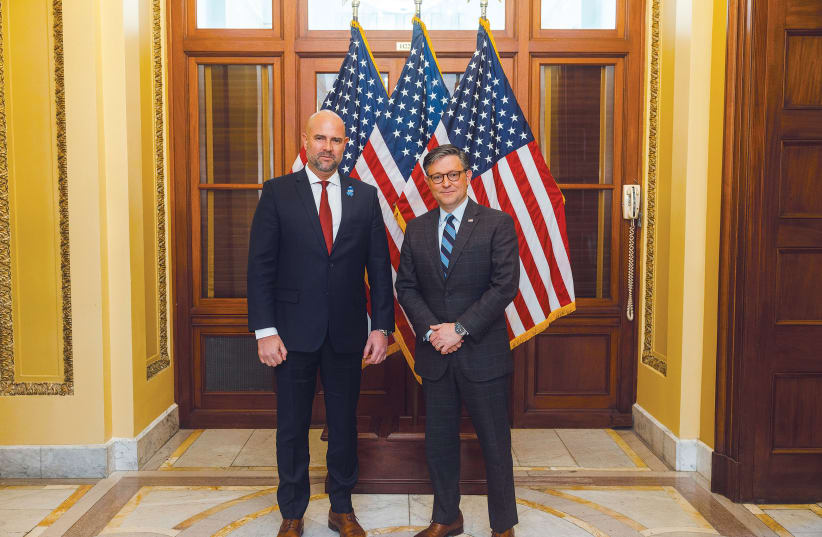 KNESSET SPEAKER Amir Ohana meets with US House Speaker Mike Johnson earlier this month. (photo credit: Anang Mittal/Press Office of the Speaker of the House of Representatives)