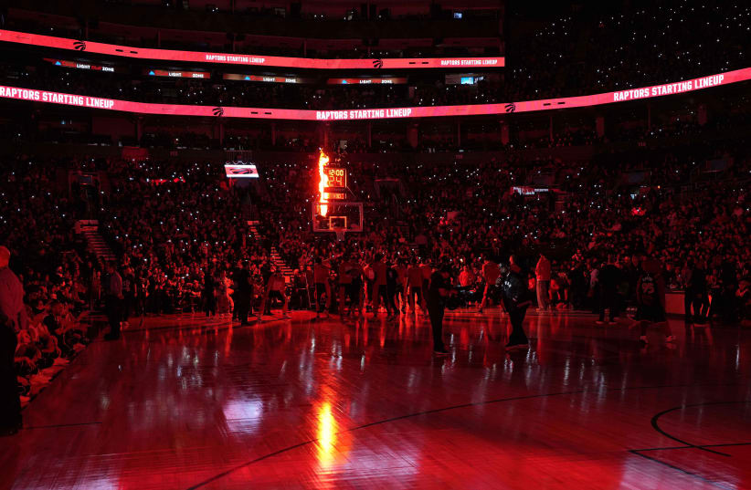  Feb 10, 2024; Toronto, Ontario, CAN; The Toronto Raptors starting lineup is introduced prior to the start of game against the Cleveland Cavaliers at Scotiabank Arena (photo credit: Nick Turchiaro-USA TODAY Sports)