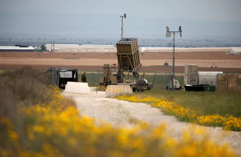  An Iron Dome rocket interceptor battery deployed near the southern Gaza Strip in southern Israel March 29, 2019. (photo credit: AMIR COHEN/REUTERS)