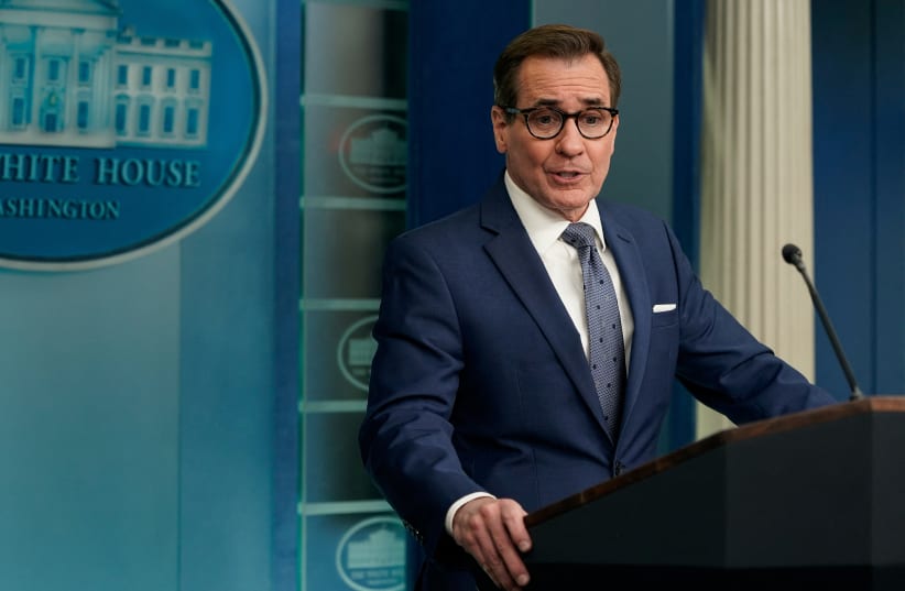  US national security spokesperson John Kirby speaks during a press briefing at the White House in Washington, US, March 1, 2024. (photo credit: REUTERS/ELIZABETH FRANTZ)