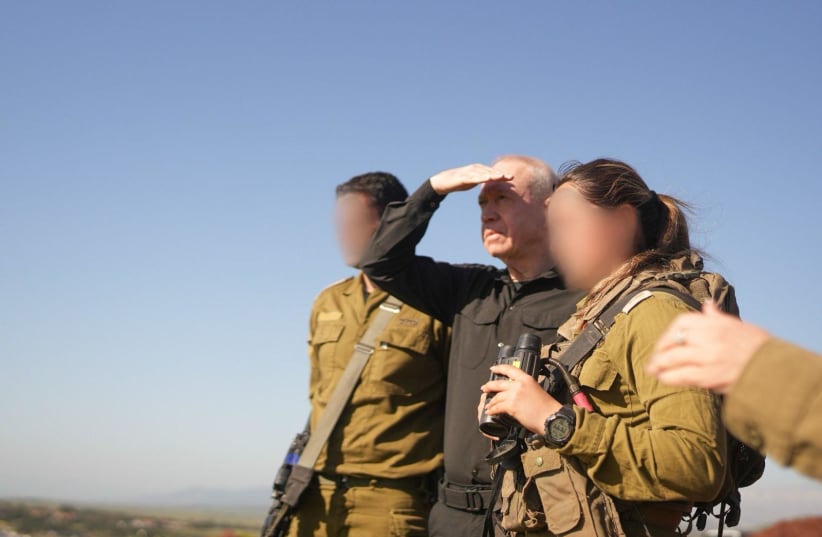  Defense Minister Yoav Gallant meets for a situational assessment with soldiers from the 'Moran" unit from the artillery forces, March 5, 2024. (photo credit: IDF SPOKESPERSON'S UNIT)