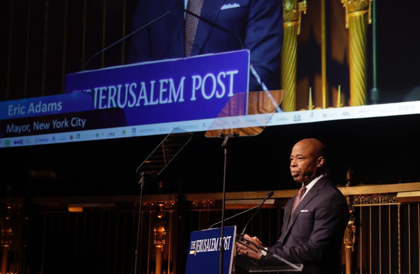  New York Mayor Eric Adams speaks at The Jerusalem Post Annual Conference 2023 (photo credit: MARC ISRAEL SELLEM)