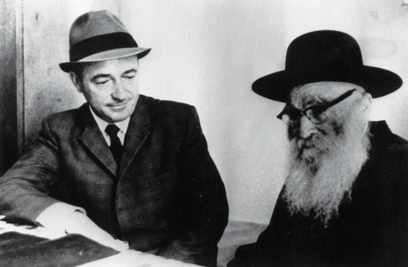  RABBI ARYEH Levin (R) in 1965. He was known as ‘Father of the Prisoners’ because of his frequent visits to imprisoned members of the Jewish underground.  (photo credit: Wikimedia Commons)