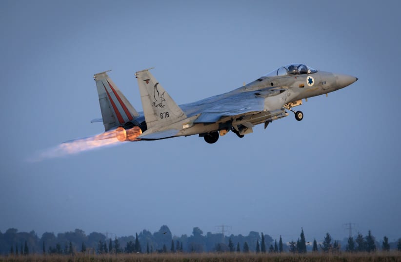  Israel Air Force fighter jet F-15, at the Tel Nor airforce base. January 01, 2024.  (photo credit: MOSHE SHAI/FLASH90)
