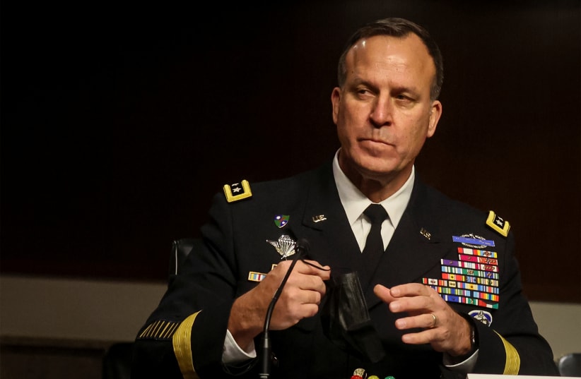  Lieutenant General Michael Kurilla testifies before the Senate Armed Services Committee on his nomination to become Commander of Central Command during a hearing on Capitol Hill in Washington, US, February 8, 2022.  (photo credit: REUTERS/BRENDAN MCDERMID)