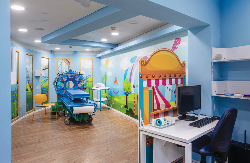  Inside Simui Park, the first-of-its-kind room in Israel to prepare children for CT or MRI simulations, at Sheba Medical Center. (photo credit: YOAV GURIN)