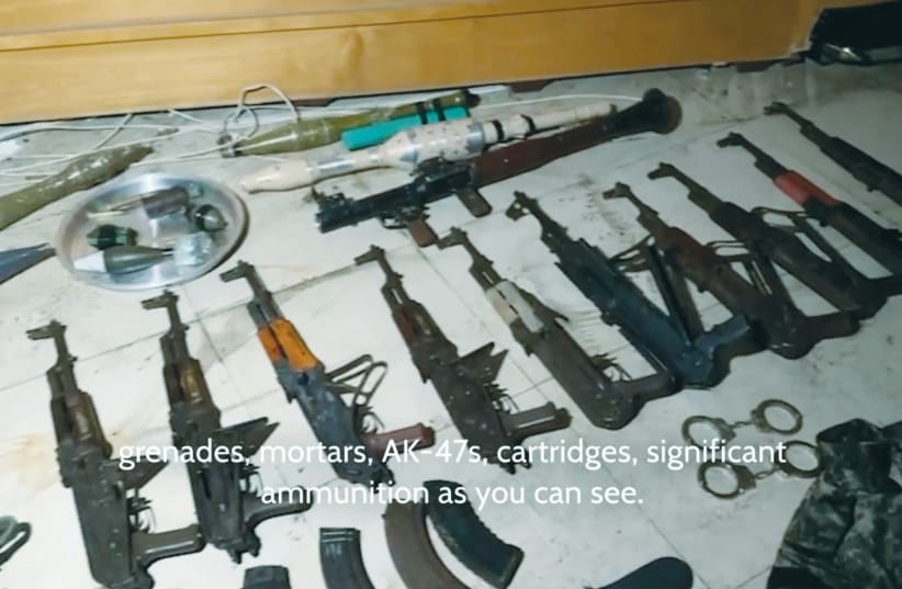  The IDF displays weapons found in Shifa hospital in Gaza City last week. Allegations that IDF soldiers committed rape during their latest counter-terrorism operation in Shifa were revealed to have been fabricated in order to incite fury, the writer notes. (photo credit: IDF/Reuters)
