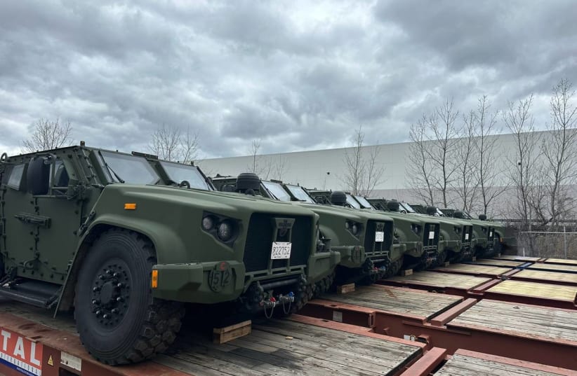  New IDF off-road vehicles prepare to be transported to Israel (photo credit: MINISTRY OF DEFENSE)