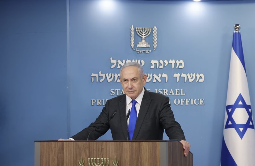  Prime Minister Netanyahu during a press conference, March 31, 2024. (photo credit: MARC ISRAEL SELLEM)