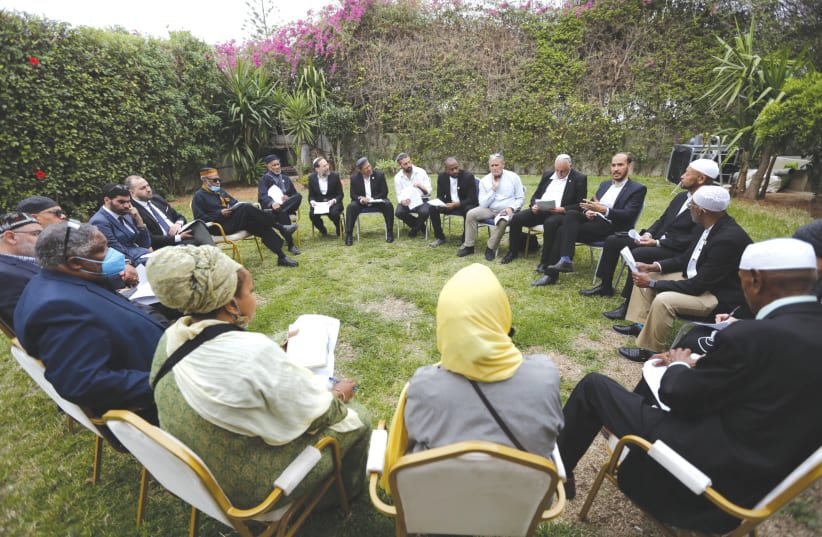  Muslims and Jews learn together during the recent visit to Morocco by a delegation of Israeli rabbis and American imams. (photo credit: OHR TORAH STONE)