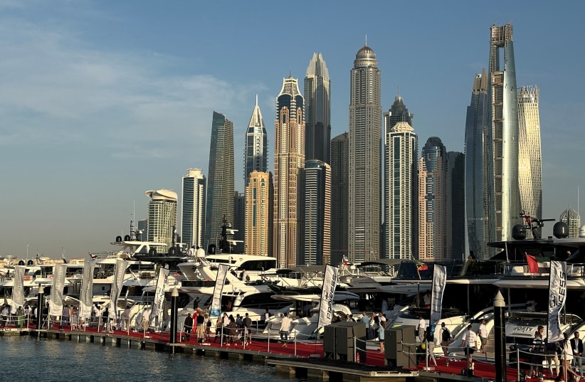 General view of the luxury yachts during Dubai's International Boat Show, in Dubai, United Arab Emirates, March 2, 2024. (photo credit: REUTERS/ABDEL HADI RAMAHI)