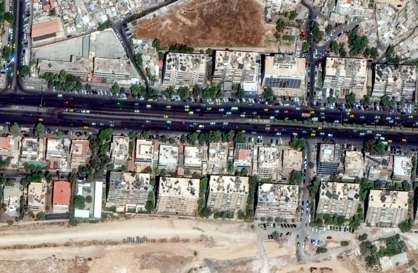 A satellite image shows the Iranian embassy and consulate before a suspected Israeli strike, in Damascus, Syria September 4, 2023 in this handout image. (photo credit: MAXAR TECHNOLOGY/HANDOUT VIA REUTERS)