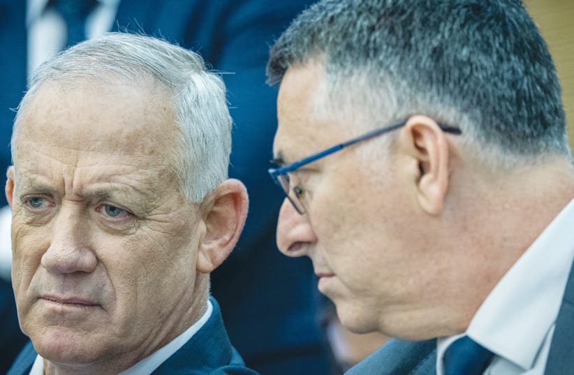  GIDEON SA’AR has pulled out of the government and called for elections, while Benny Gantz is still in the government but is also calling for elections, the writer notes. (photo credit: YONATAN SINDEL/FLASH90)