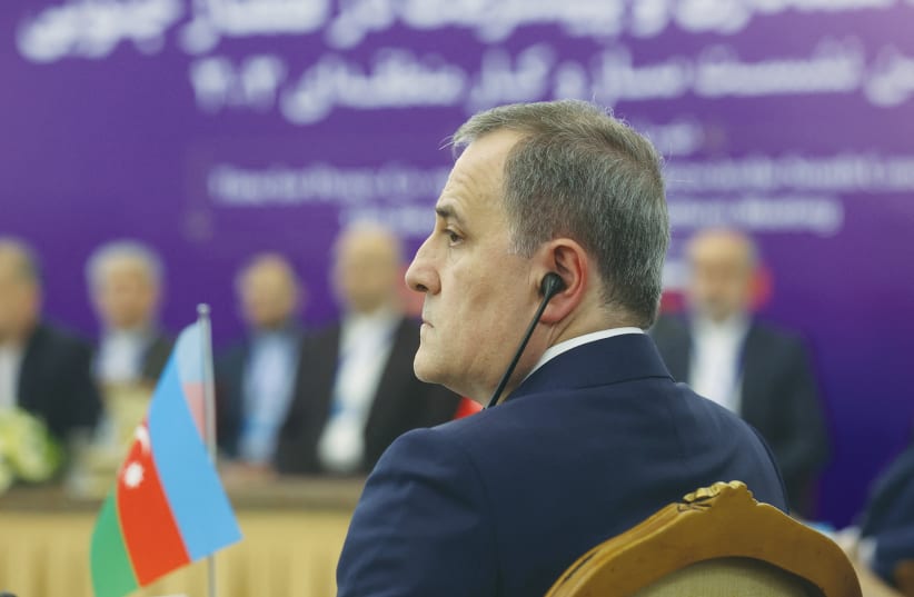  AZERBAIJAN’S FOREIGN Minister Jeyhun Bayramov Hassen attends a 3+3 format Caucasus regional platform summit in Tehran, last October.  (photo credit: WEST ASIA NEWS AGENCY/REUTERS)