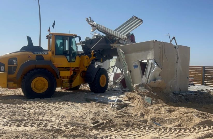  Destruction of damaged facilities on Zikim Beach to allow for reconstruction efforts, April 4, 2024. (photo credit: Ashkelon Beach Spokesperson and Advocacy)