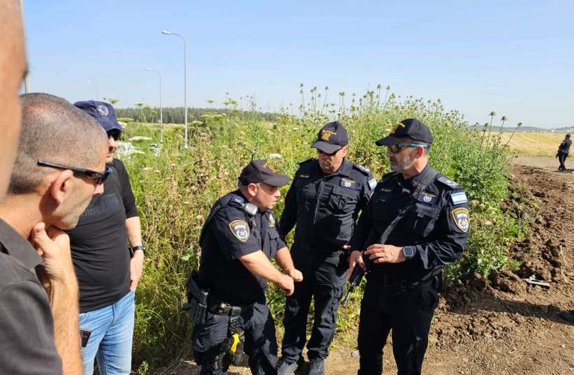  Coastal Police on the scene of the attempted terror attack near Megiddo, April, 5, 2024. (photo credit: POLICE SPOKESPERSON'S UNIT)