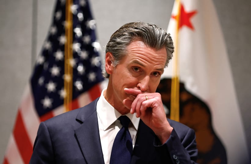  Governor of U.S. state of California Gavin Newsom attends a press conference in Beijing, China October 25, 2023. (photo credit: REUTERS/TINGSHU WANG)
