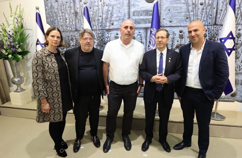  ALUT celebrates 50 years at the annual event at the President's House. On the right Gadi Weinreb, Isaac Herzog, Dadi Atas, Ran and Hila Rahav. (photo credit: Dudi Zada)