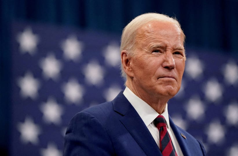  US President Joe Biden looks on during his visit at the Chavis Community Center in Raleigh, North Carolina, US, March 26, 2024. (photo credit: REUTERS/ELIZABETH FRANTZ/FILE PHOTO)