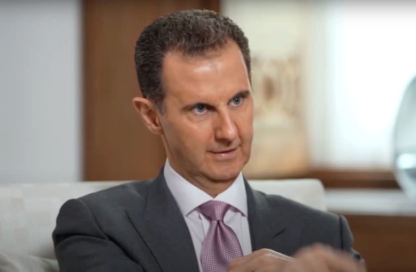  El presidente sirio Bashar Assad habla con el periodista pro-Kremlin Vladimir Sovolyov, marzo de 2024. (photo credit: screenshot)