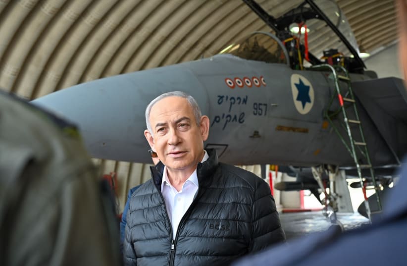   PM Netanyahu at Tel Nof airbase (11/4/2024) (photo credit: KOBI GIDEON/GPO)