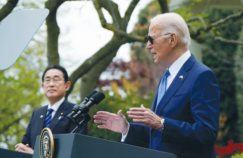  US PRESIDENT Joe Biden told Hamas in a joint press conference at the White House with Japanese Prime Minister Fumio Kishida on Wednesday that they must accept the hostage proposal crafted in Cairo earlier this week.  (photo credit: Elizabeth Frantz/Reuters)