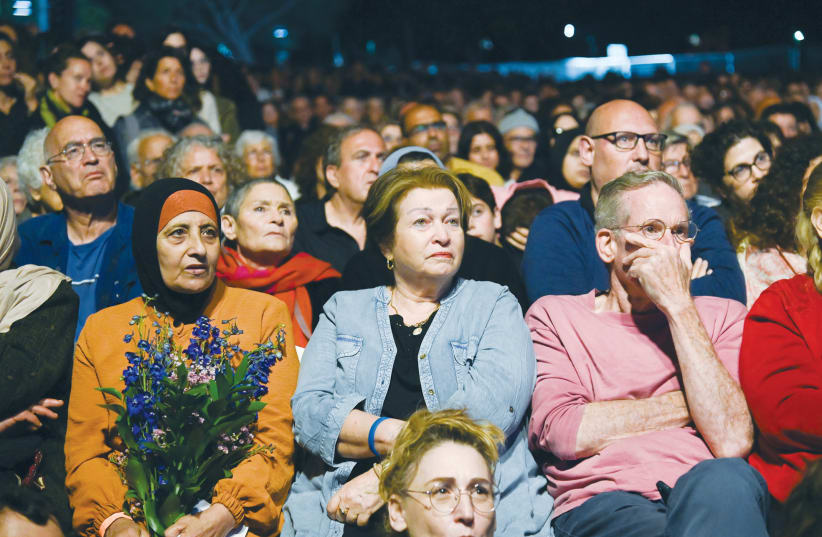  A RECORD crowd of over 15,000 attended last year’s 18th Joint Israeli-Palestinian Memorial event, held in Tel Aviv.  (photo credit: GILI GETZ)