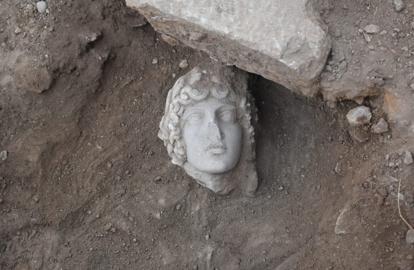  1800-year-old head of ancient god Apollo. (photo credit: Greek Ministry of Education)