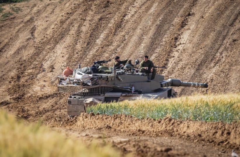  IDF TANK near the Gaza border, March 26. (photo credit: Chaim Goldberg/Flash90)