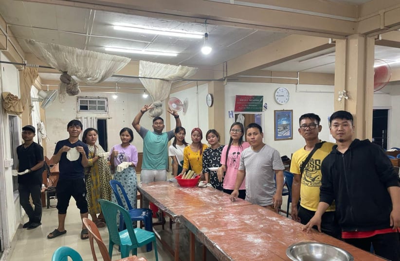  Community members actively engaging in matzah baking at the Shavei Israel community center located in Churachandpur, Manipur, and Aizawl, Mizoram. (18/4/2024) (photo credit: SHAVEI ISRAEL)