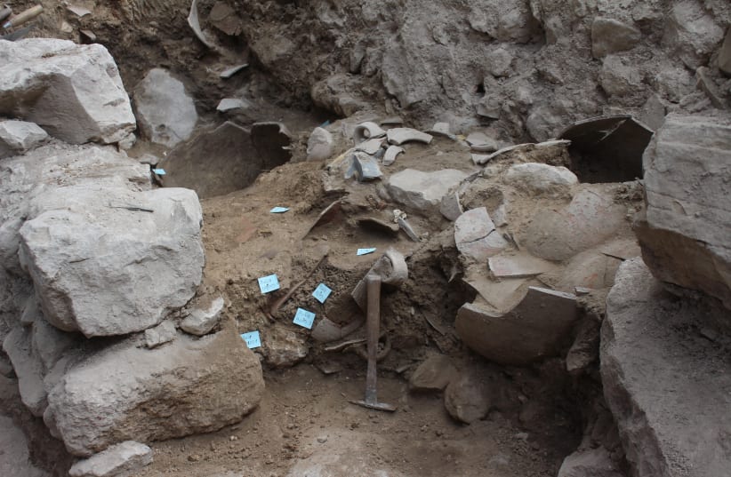  A Jerusalem excavation site bearing signs of the 750 BCE earthquake destruction (photo credit: Johanna Regev)