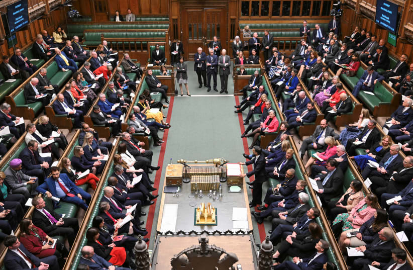 House of Commons in London, Britain, April 15, 2024.  (photo credit: UK PARLIAMENT/JESSICA TAYLOR/HANDOUT VIA REUTERS)