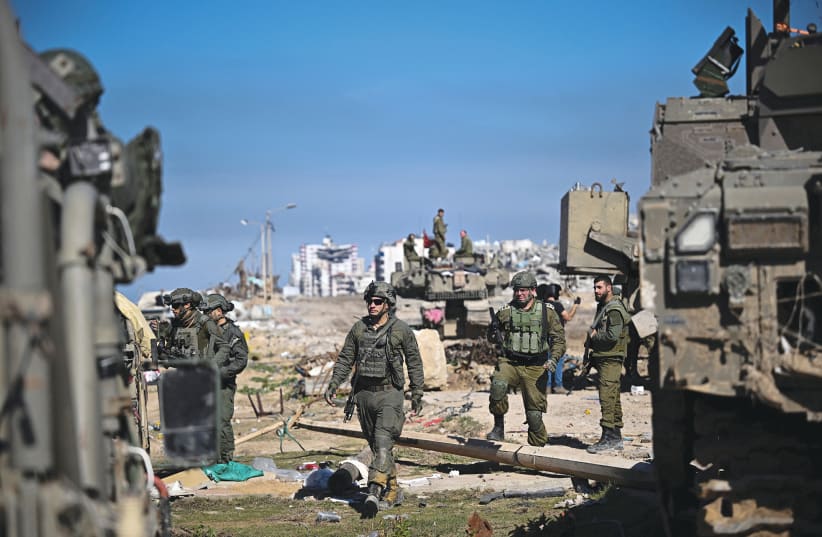  SOLDIERS OPERATE in the Gaza Strip. (photo credit: DYLAN MARTINEZ/REUTERS)