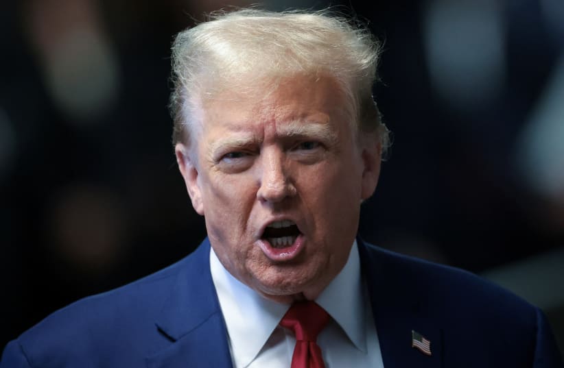  Former US president Donald Trump attends his trial for allegedly covering up hush money payments at Manhattan Criminal Court on May 6, 2024 (photo credit: WIN MCNAMEE/POOL VIA REUTERS)