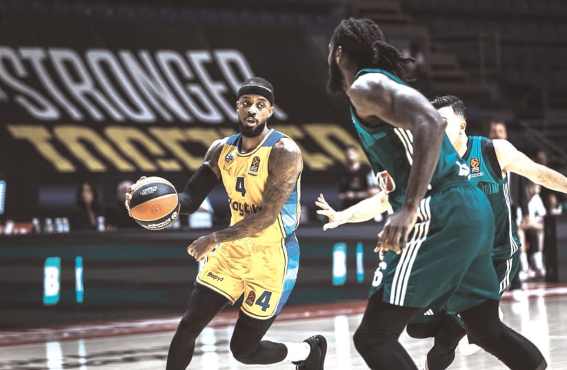  LORENZO BROWN and Maccabi Tel Aviv will have to dig deep tonight on the road in the decisive Game 5 of their Euroleague quarterfinal series against Panathinaikos. Uploaded on 7/5/2024 (photo credit: Djorde Kostic)