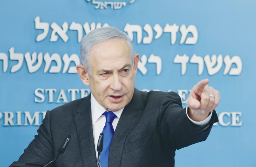  PRIME MINISTER Benjamin Netanyahu holds a news conference in Jerusalem, earlier this year.  (photo credit: MARC ISRAEL SELLEM/THE JERUSALEM POST)
