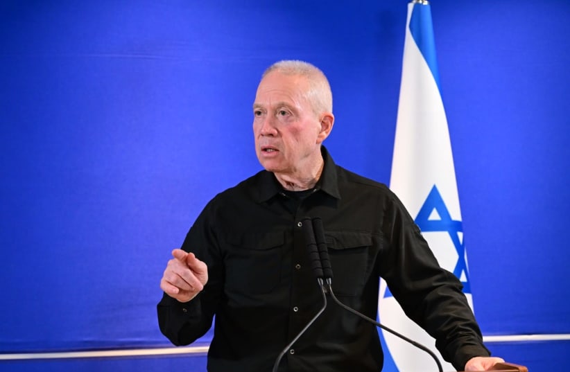 Defense Minister Yoav Gallant calls on Prime Minister Benjamin Netanyahu to make a decision on Gaza security, May 15, 2024 (photo credit: Via Maariv)