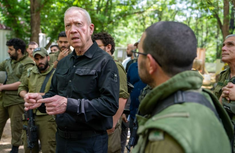  Defense Minister Yoav Gallant meeting members of the artillery units in the North, May 17, 2024. (photo credit: IDF SPOKESMAN’S UNIT)