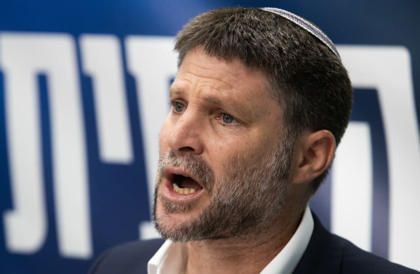  Minister of Finance and Head of the Religious Zionist Party Bezalel Smotrich leads a faction meeting at the Knesset, the Israeli parliament in Jerusalem, April 30, 2024. (photo credit: OREN BEN HAKOON/FLASH90)