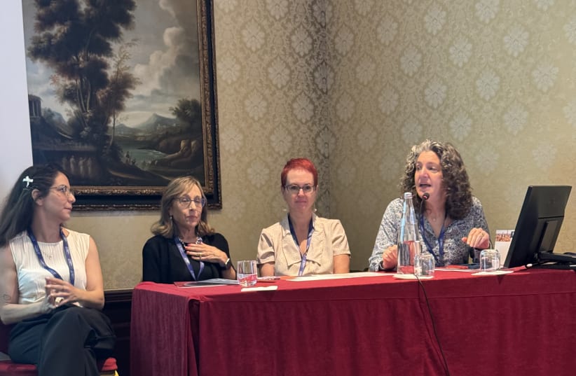 From left to right: Dr. Tal Pelag-Sagy, Talli Yehuda Rosenbaum, Andy Ifergane, and Dr. Mijal Luria at the Congress of the European Federation of Sexology in Bologna on Friday.  (photo credit: Courtesy)