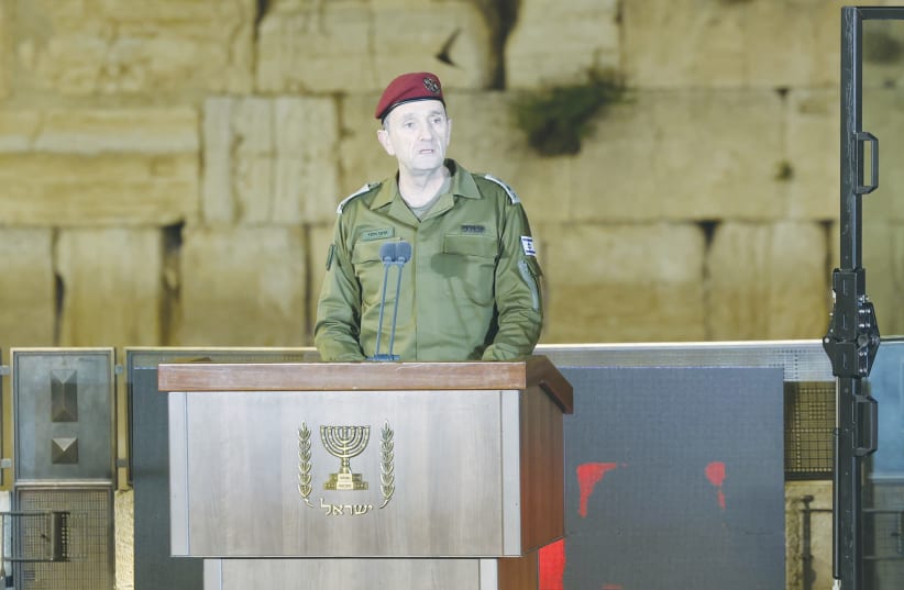  IDF CHIEF of Staff Herzi Halevi addresses the annual Remembrance Day ceremony at the Western Wall. Says the writer: ‘For 2,000 years the Jewish people talked, prayed, and dreamed about living in their land. The dream has become a reality in our day.’ (photo credit: MARC ISRAEL SELLEM/THE JERUSALEM POST)