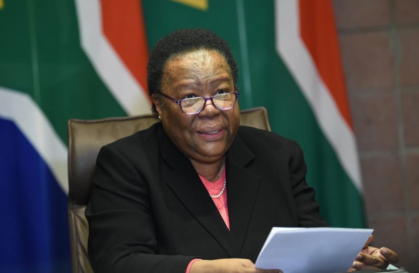 The Minister of International Relations and Cooperation, Dr Naledi Pandor, leads a webinar on the impact of COVID-19 on the African continent, OR Tambo Building, Pretoria. May 28, 2020. (photo credit: DIRCO via Flickr)