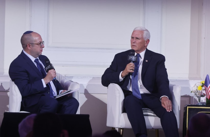  Former US vice president Mike Pence seen during the Jerusalem Post Annual Conference in New York, June 3, 2024 (photo credit: MARC ISRAEL SELLEM)