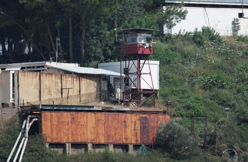  A view shows a watchtower of the US embassy in Awkar, Lebanon June 5, 2024.  (photo credit: REUTERS/MOHAMED AZAKIR)