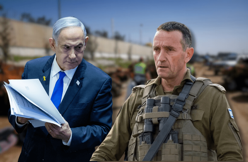  (L-R) Prime Minister Benjamin Netanyahu, IDF Chief of Staff Herzi Halevi (photo credit: FLASH90, IDF SPOKESPERSON'S UNIT)