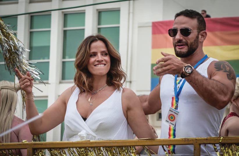  ISRAELI ACTRESS-PRODUCER Noa Tishby takes part in Tel Aviv’s annual Gay Pride Parade, last year. (photo credit: AVSHALOM SASSONI/FLASH90)