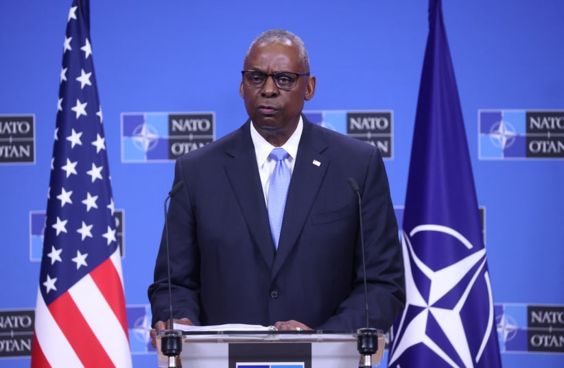  US Defense Secretary Lloyd Austin attends a press conference during a NATO defense ministers' meeting at the Alliance's headquarters in Brussels, Belgium June 14, 2024 (photo credit: REUTERS/Johanna Geron)