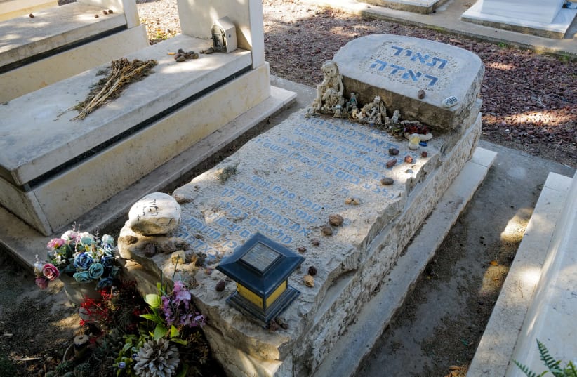  View of the grave of Tair Rada that was vandalized by unknown attackers, at the Katzrin cemetery, Golan Heights, January 27, 2023. (photo credit: MICHAEL GILADI/FLASH90)